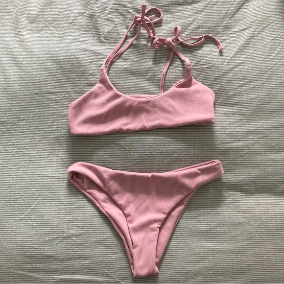 Pink Ribbed Bikini - Picture 1 of 1